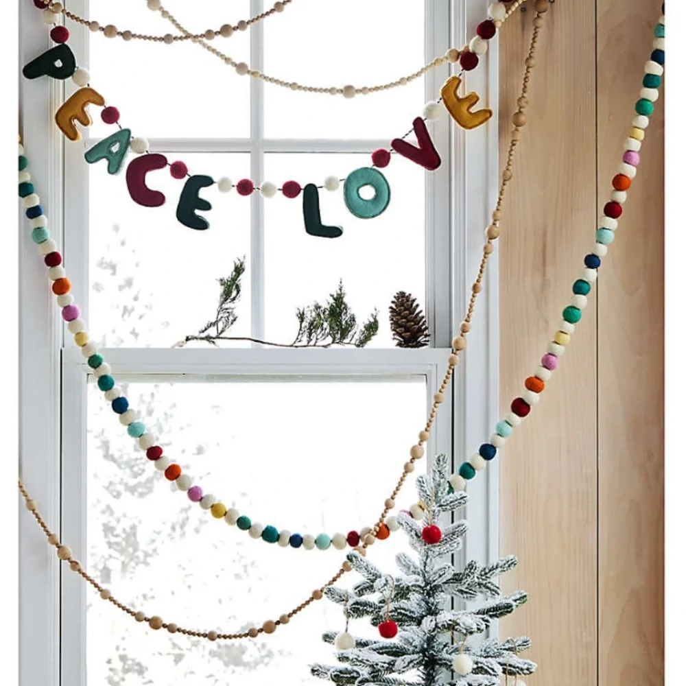 Crate&Barrel Peace and Love Felted Wool Garland